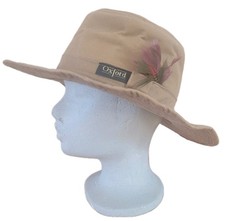 Oxford Wide Brim Waxed Cotton Hat  Sz Medium Khaki Weather Protection VGC