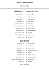 Swansea City vs Manchester City - A4 Teamsheet 29/10/2025 - Carabao Cup