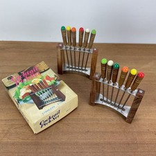 Vintage 70s Set of 12 Cocktail Picks Forks with Racks