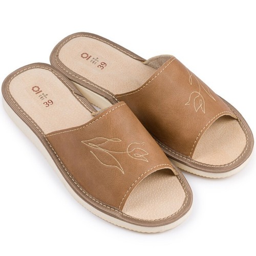 Women leather slippers slip - women's,