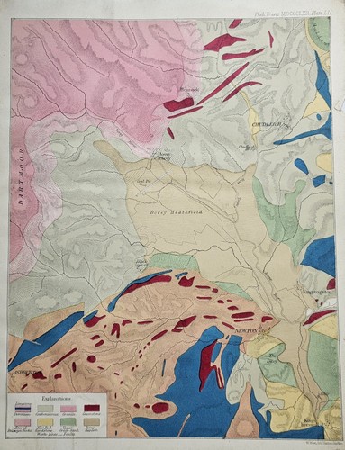1862 antique geological map - geological,