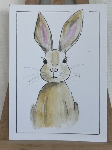 Aceo watercolour painting - watercolour, hare