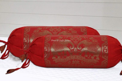 Brocade jacquard bolster cover - brocade,