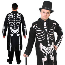 JAMES BONES COSTUME WITH TOP HAT HAT LONG SKELETON COAT AND TIE FANCY DRESS