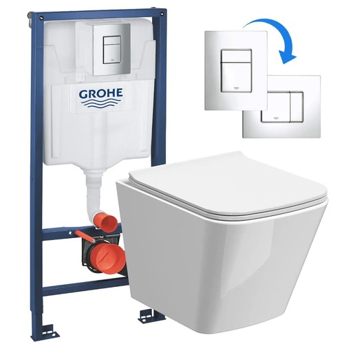 Square rimless wall - wall, hung