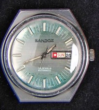 Sandoz Two Tone Dial Men's Automatic FHF 908 Vintage Swiss Watch--Running/Repair