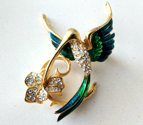 Vintage hummingbird flower - &,