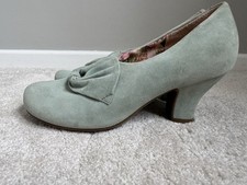 HOTTER 'DONNA' MINT SUEDE EXF SIZE 5 (WIDE FIT)  COURT SHOES CLASSIC/1950'S