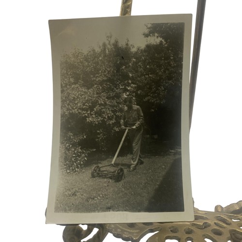 Vintage 1950s man mowing - 1950s, lawn