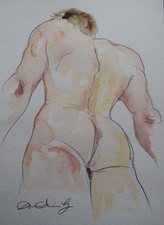 Male Nude Watercolour Painting