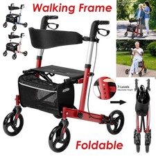Ultralight Folding Rollator Walking Frame Mobility Walker Zimmer With Seat