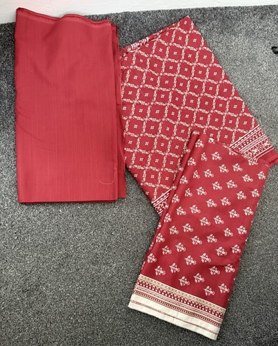 Red soft unstitched khaddar - red,