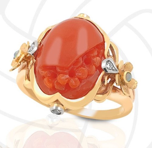 Coral ring hand - coral,