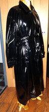 Rita Ora shiny black pvc pu wet look raincoat Large with belt, appears unused
