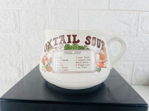 Vintage retro ceramic soup mug - retro,