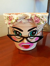 Large Plant Pot Head,Sassy  "Ms Agnes " Lady Planter, Terracotta 20cm (8 inches)