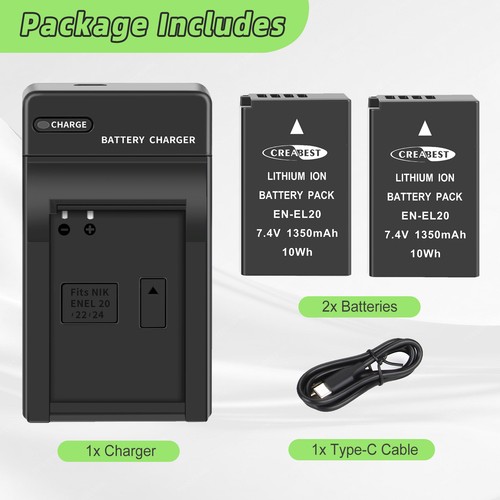 2pcs el20 el20a battery - en-el20,
