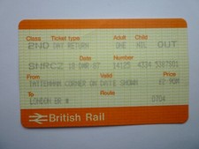 1987 Tattenham Corner To London BR Railway Station Return OUT Ticket 