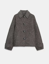 ZARA HERRINGBONE SHORT COAT