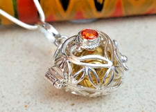 Bali Garnet Heart Design Harmony, Chime Ball, Angel Caller Bola Necklace Pendant