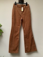 BODEN Corduroy Flared Trousers Size UK 10 Regular New Tags Brown Needle Cord