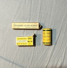 Rare Old Vintage Denture Fixtive Standard Finger Dressing Bp Caustic Pencil Box