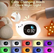 Animal Cartoon LED Alarm Clock Kids Night Light Colour Changing Home Decor Gift