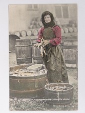 Gt Yarmouth Fishing Scotch Lassie Herring Girl Worker Barrels 1910 VTG Postcard