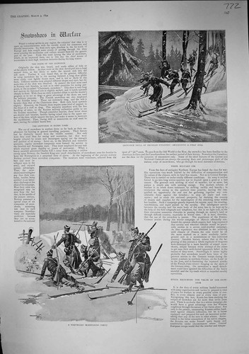 Old print 1894 snowshoes - print,