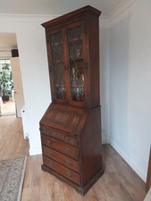 Old Charm STUNNING BUREAU WRITING DESK WITH BOOKCASE ABOVE. 