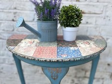 half moon table in blue