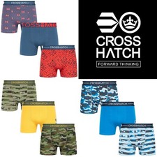 Mens Crosshatch 3 Pack Boxer Shorts Set Camo Trunks Cotton Underwear Boxers