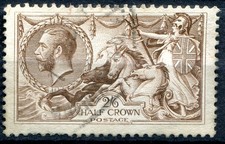 (167) VERY GOOD LIGHTLY USED 1918 GV 2/6 PALE BROWN SEAHORSE SG415a