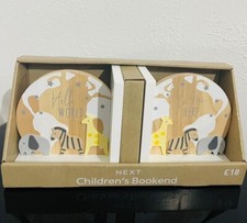 Next Children Natural Safari Jungle Animal Wooden Bookend  Nursery Decor& Gift 