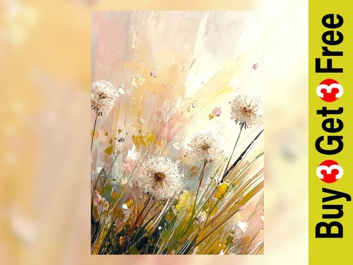 Dandelion field print on - field, 5"x7"