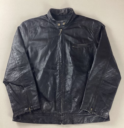 Vintage leather biker jacket - leather,