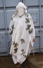 German Army Surplus Issue Snow Cam White & Green Poncho, Snow Camo, Ghillie