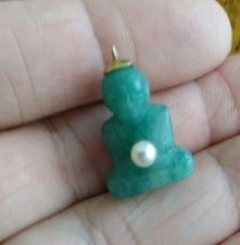 Antique 14k Gold Jade & Pearl