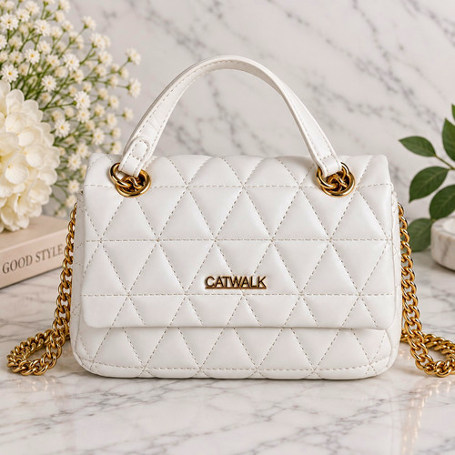 Catwalk white quilted handbag - catwalk,