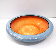 CROWN DUCAL ART DECO orange & BLUEdistressed  LUSTRE ROUND BOWL (c. 1920s) 26cm