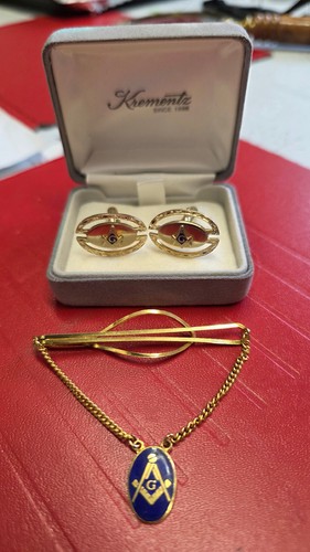 Masonic tie pin and cuff - , links