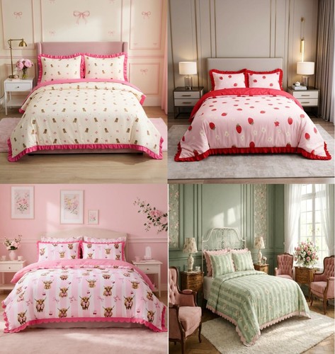 Scallop frill duvet cover set - scallop,
