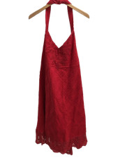 J TAYLOR Red Halter Neck Dress Ladies Size 20 Linen/Cotton Blend Dress Pre-Loved