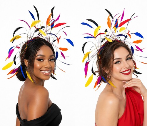 Colourful feather fascinator - colourful,