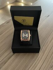 MEN'S TALIS CO WATCH, MOON PHASE MOVEMENT. BLACK LEATHER STRAP…