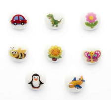 Picture buttons white 15mm shank backed novelty button 40 designs - Baby - Craft