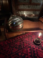 Antique Hand Blown Large Mercury Glsss Witches Ball Kugel Rare Twist 19th C