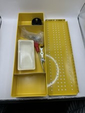 Meccano Compartmented Yellow Plastic Storage Tray With Metal Lid Excellent