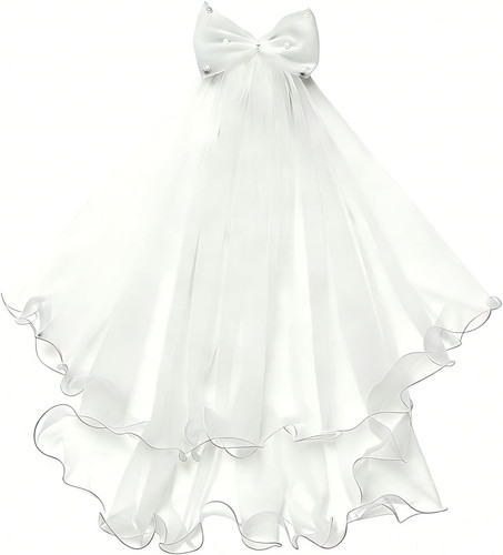 Short wedding veil with pearl - veil,