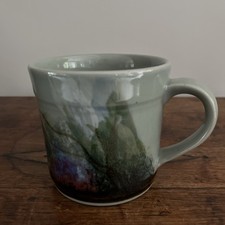 Highland Stoneware ‘Celadon Rockpool’ Mug- Handpainted- Signed-Scotland -300ml